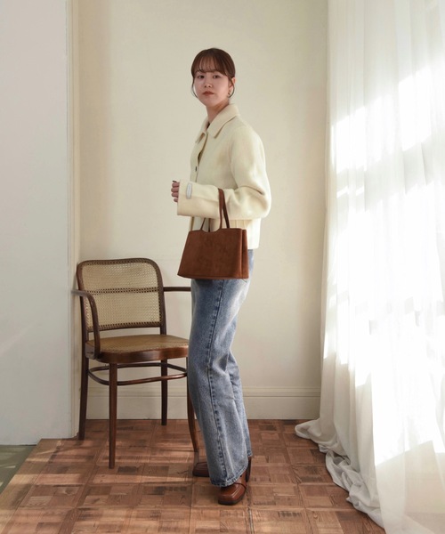 I_am（アイアム）の「handmade stitch accent short coat / ハンドメイドステッチアクセントショートコート（その他アウター・レディース・クリーム/ライトブラウン/オートミール・FREE）」の8枚目の写真