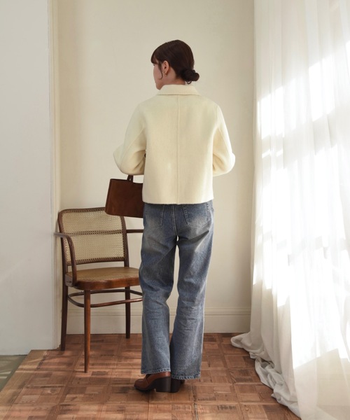 I_am（アイアム）の「handmade stitch accent short coat / ハンドメイドステッチアクセントショートコート（その他アウター・レディース・クリーム/ライトブラウン/オートミール・FREE）」の9枚目の写真