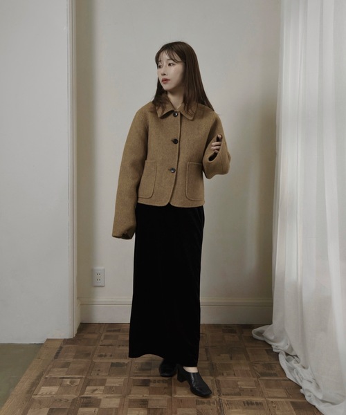 セール】handmade stitch accent short coat / ハンドメイドステッチ