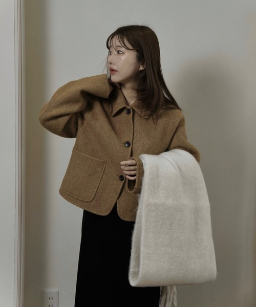 I_am（アイアム）の「handmade stitch accent short coat / ハンドメイドステッチアクセントショートコート（その他アウター・レディース・クリーム/ライトブラウン/オートミール・FREE）」の11枚目の写真