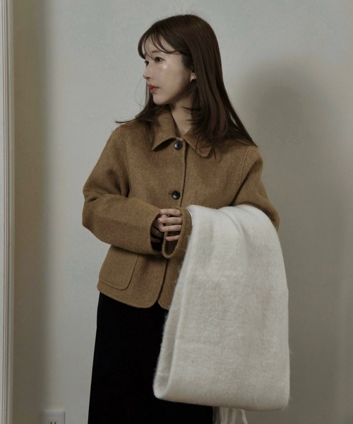 I_am（アイアム）の「handmade stitch accent short coat / ハンドメイドステッチアクセントショートコート（その他アウター・レディース・クリーム/ライトブラウン/オートミール・FREE）」の12枚目の写真