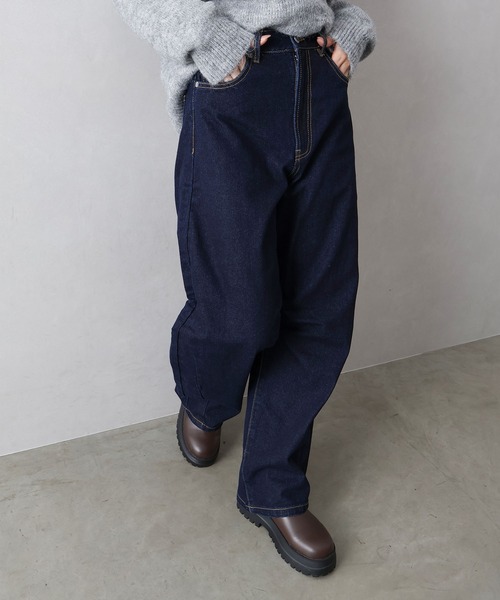 SpRay(スプレイ)の「カーブデニムパンツ(デニムパンツ・レディース・インディゴブルー/ブルー/サックスブルー/ブラック・FREE)」の3枚目の写真
