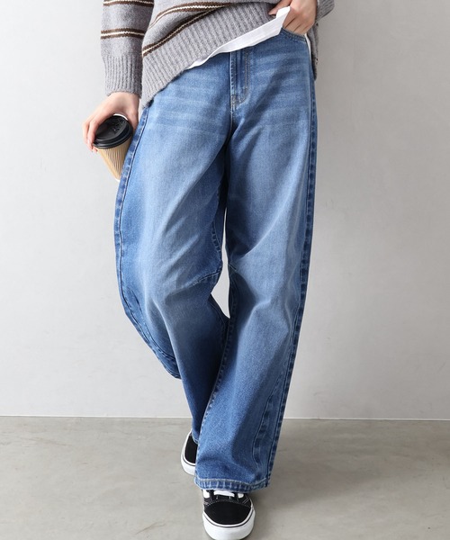 SpRay(スプレイ)の「カーブデニムパンツ(デニムパンツ・レディース・インディゴブルー/ブルー/サックスブルー/ブラック・FREE)」の17枚目の写真
