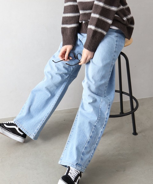 SpRay(スプレイ)の「カーブデニムパンツ(デニムパンツ・レディース・インディゴブルー/ブルー/サックスブルー/ブラック・FREE)」の21枚目の写真