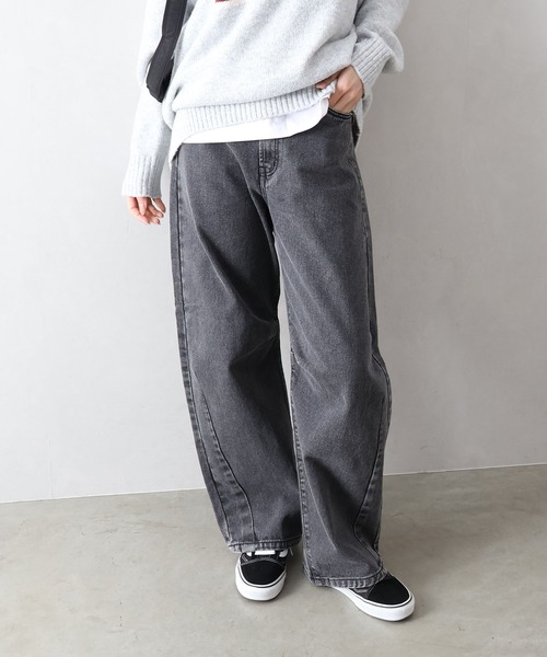 SpRay(スプレイ)の「カーブデニムパンツ(デニムパンツ・レディース・インディゴブルー/ブルー/サックスブルー/ブラック・FREE)」の5枚目の写真