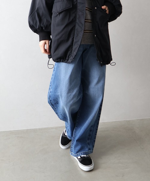 SpRay(スプレイ)の「カーブデニムパンツ(デニムパンツ・レディース・インディゴブルー/ブルー/サックスブルー/ブラック・FREE)」の8枚目の写真