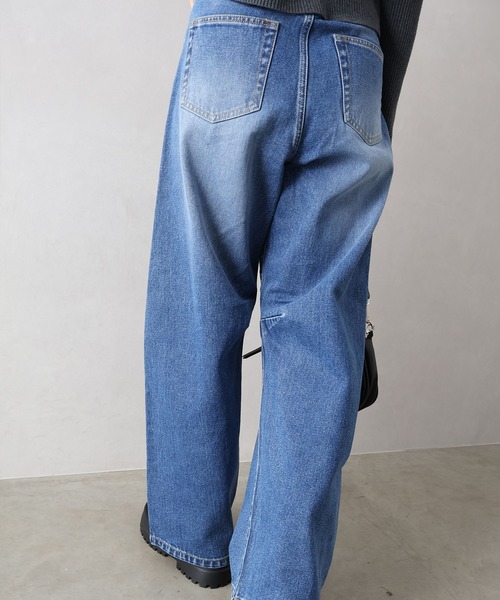 SpRay(スプレイ)の「カーブデニムパンツ(デニムパンツ・レディース・インディゴブルー/ブルー/サックスブルー/ブラック・FREE)」の14枚目の写真