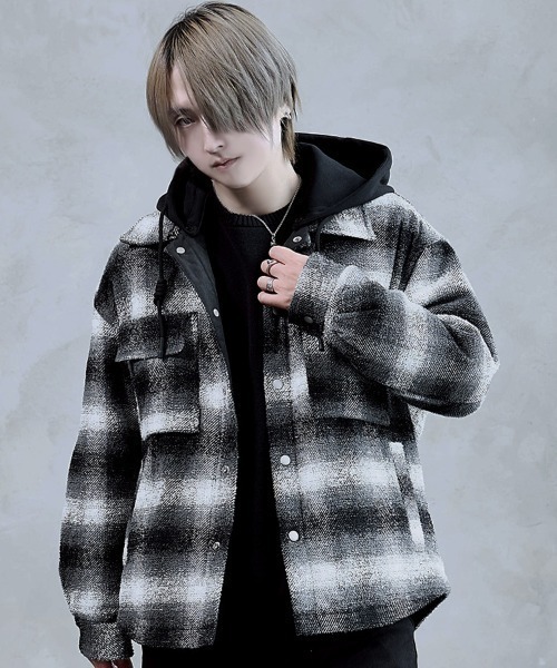 BENUSTA(ベヌスタ)の「『BENUSTA/ベヌスタ』フード付きチェックダウンジャケット【GC】(ダウンジャケット/コート・メンズ・ブラック・M/XL/L)」の1枚目の写真