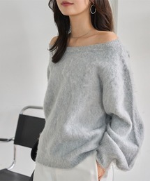 ニット/セーター（グレー/灰色系・オフショルダー）ファッション通販