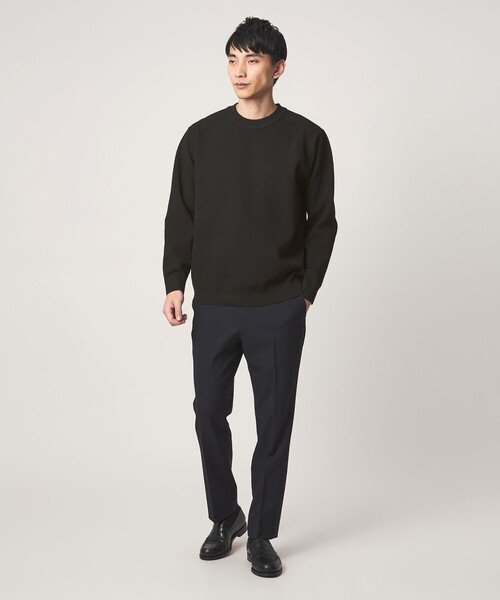 セール】A+ ポリエステル タック モックネック 長袖 ニット