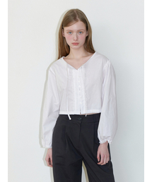 basic lace string blouse - white