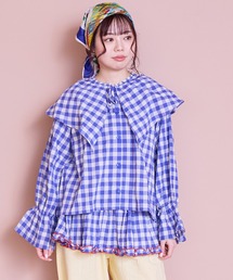 ギンガムビッグカラーブラウス/おとな