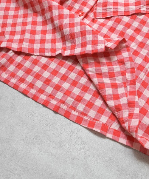 MARKEY'S（マーキーズ）の「ギンガムビッグカラーブラウス/おとな（シャツ/ブラウス・レディース・オレンジ/ブラック/レッド/ブルー・160cm）」の19枚目の写真