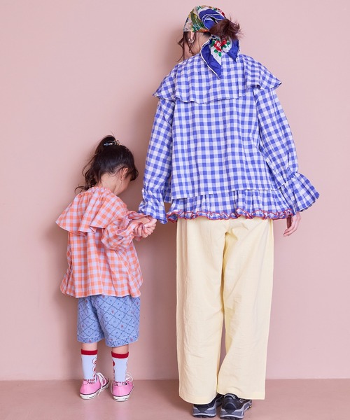 MARKEY'S（マーキーズ）の「ギンガムビッグカラーブラウス/おとな（シャツ/ブラウス・レディース・オレンジ/ブラック/レッド/ブルー・160cm）」の10枚目の写真