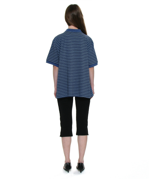 PARTIMENTO WOMEN（パルティメントウィメン）の「ストライプショートスリーブポロTシャツ_ブルー（ポロシャツ・レディース・その他・ONE SIZE）」の4枚目の写真