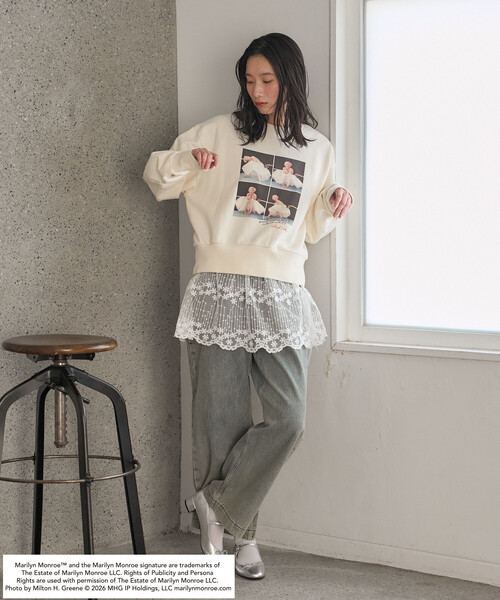 FREAK'S STORE（フリークスストア）の「マリリン・モンロー BURST SHOT SWEAT SHIRT/バースト ショット スウェット（スウェット・レディース・ライトグレー/オフホワイト/チャコール・ﾌﾘ-）」の17枚目の写真