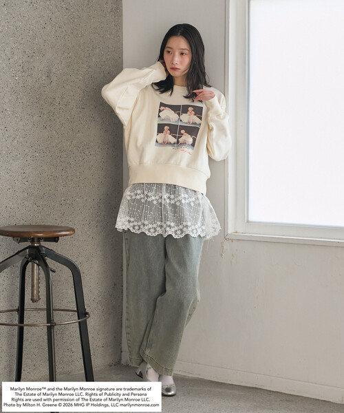 FREAK'S STORE（フリークスストア）の「マリリン・モンロー BURST SHOT SWEAT SHIRT/バースト ショット スウェット（スウェット・レディース・ライトグレー/オフホワイト/チャコール・ﾌﾘ-）」の18枚目の写真