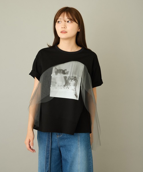 mien（ミアン）の「【mien】チュールmixキャットプリントTee（Tシャツ/カットソー・レディース・ブラック/ホワイト・38）」の21枚目の写真