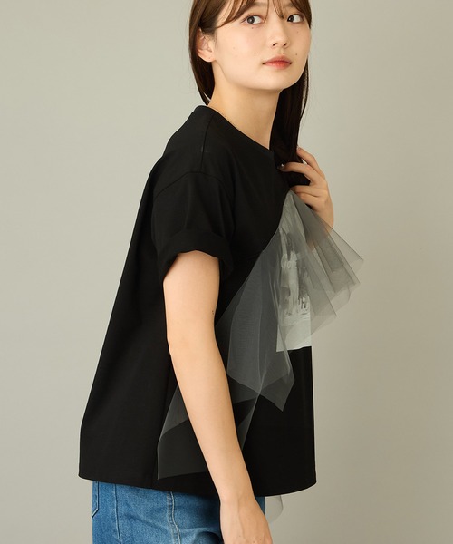 mien（ミアン）の「【mien】チュールmixキャットプリントTee（Tシャツ/カットソー・レディース・ブラック/ホワイト・38）」の9枚目の写真