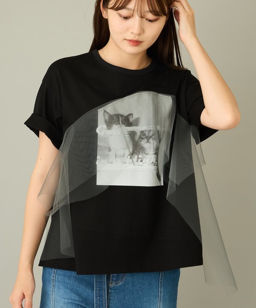 mien（ミアン）の「【mien】チュールmixキャットプリントTee（Tシャツ/カットソー・レディース・ブラック/ホワイト・38）」の10枚目の写真
