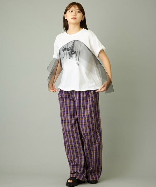 mien（ミアン）の「【mien】チュールmixキャットプリントTee（Tシャツ/カットソー・レディース・ブラック/ホワイト・38）」の19枚目の写真