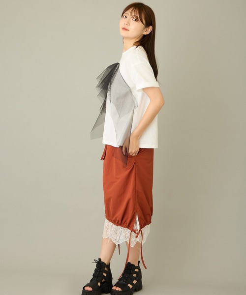 mien（ミアン）の「【mien】チュールmixキャットプリントTee（Tシャツ/カットソー・レディース・ブラック/ホワイト・38）」の17枚目の写真