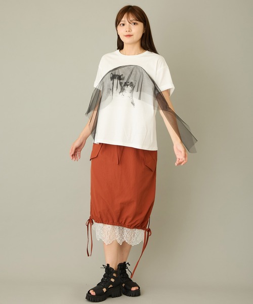 mien（ミアン）の「【mien】チュールmixキャットプリントTee（Tシャツ/カットソー・レディース・ブラック/ホワイト・38）」の16枚目の写真