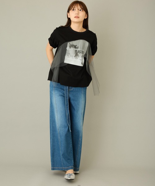 mien（ミアン）の「【mien】チュールmixキャットプリントTee（Tシャツ/カットソー・レディース・ブラック/ホワイト・38）」の22枚目の写真
