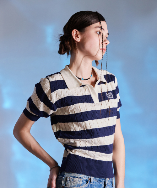 LARTIGENT(ラーティゼン)の「L10 STRIPE PUFF KNIT(NAVY)(ニット/セーター・レディース・その他・FREE)」の2枚目の写真