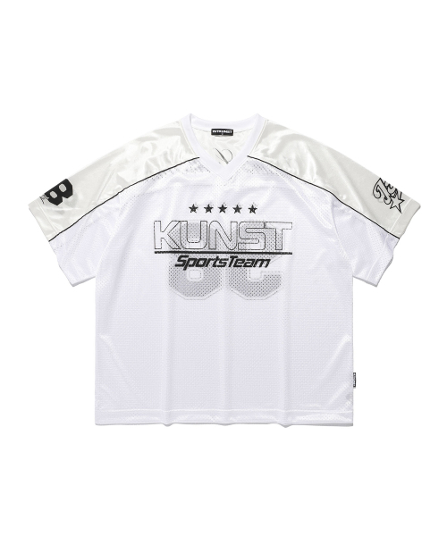 ISTKUNST(イストクンスト)の「メッシュフットボールジャージ_ホワイト(IK2FMMT541A)(Tシャツ/カットソー・メンズ・ホワイト・M/L)」の1枚目の写真