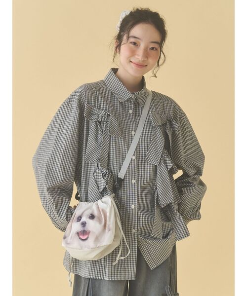 merry jenny（メリージェニー）の「モコゾウとおさんぽポシェット（ショルダーバッグ・レディース・ライトグレー・FREE）」の3枚目の写真