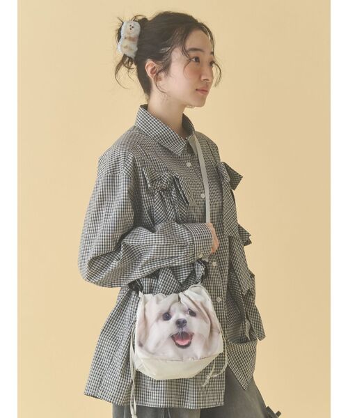 merry jenny（メリージェニー）の「モコゾウとおさんぽポシェット（ショルダーバッグ・レディース・ライトグレー・FREE）」の4枚目の写真