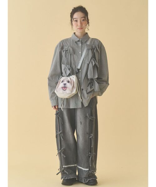 merry jenny（メリージェニー）の「モコゾウとおさんぽポシェット（ショルダーバッグ・レディース・ライトグレー・FREE）」の5枚目の写真