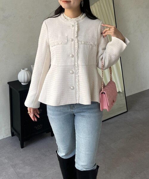 prose verse（プロズヴェール）の「パールボタンペプラムツイードジャケット（その他アウター・レディース・アイボリー/ブラック・LARGE/MEDIUM）」の16枚目の写真