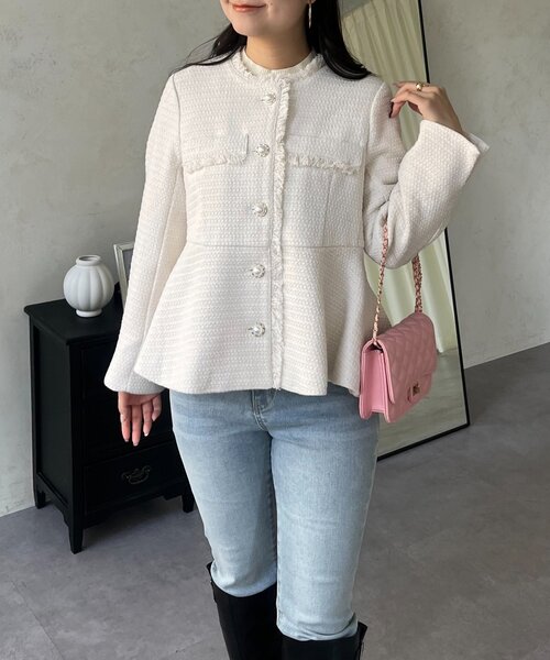 prose verse（プロズヴェール）の「パールボタンペプラムツイードジャケット（その他アウター・レディース・アイボリー/ブラック・LARGE/MEDIUM）」の15枚目の写真