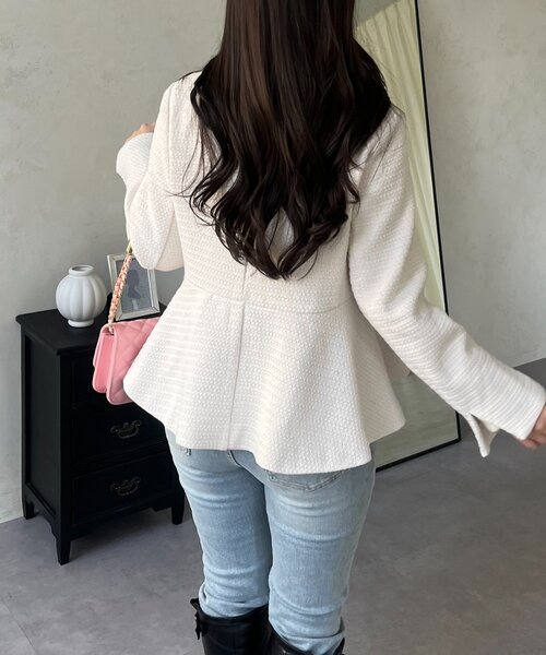 prose verse（プロズヴェール）の「パールボタンペプラムツイードジャケット（その他アウター・レディース・アイボリー/ブラック・LARGE/MEDIUM）」の12枚目の写真