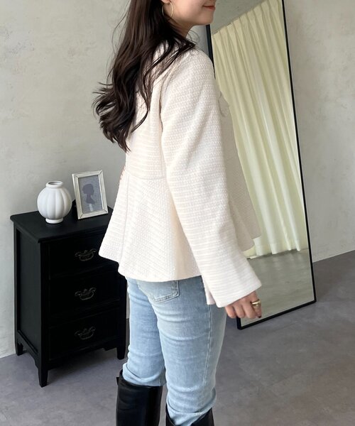 prose verse（プロズヴェール）の「パールボタンペプラムツイードジャケット（その他アウター・レディース・アイボリー/ブラック・LARGE/MEDIUM）」の11枚目の写真