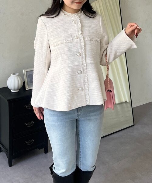 prose verse（プロズヴェール）の「パールボタンペプラムツイードジャケット（その他アウター・レディース・アイボリー/ブラック・LARGE/MEDIUM）」の10枚目の写真