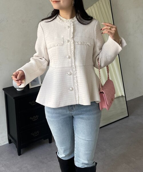 prose verse（プロズヴェール）の「パールボタンペプラムツイードジャケット（その他アウター・レディース・アイボリー/ブラック・LARGE/MEDIUM）」の9枚目の写真