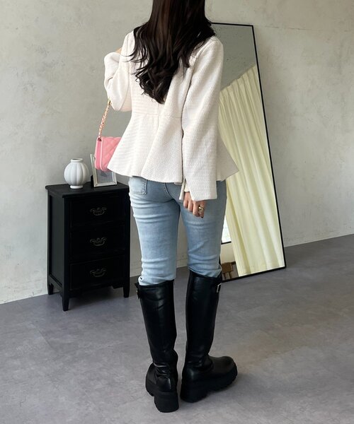 prose verse（プロズヴェール）の「パールボタンペプラムツイードジャケット（その他アウター・レディース・アイボリー/ブラック・LARGE/MEDIUM）」の4枚目の写真