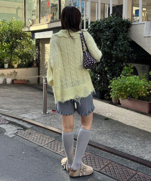 CIAOPANIC（チャオパニック）の「リブニットフリルショートパンツ（その他パンツ・レディース・グレー/チャコールグレー/ベージュ・ONE SIZE）」の11枚目の写真