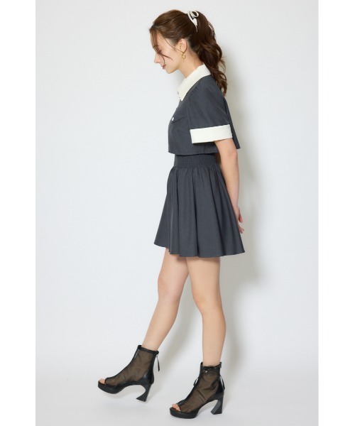 rienda(リエンダ)の「バストディティールフレアミニワンピース 春服 夏服(シャツワンピース・レディース・ブラック/グレー/ライトイエロー・SMALL/MEDIUM)」の9枚目の写真
