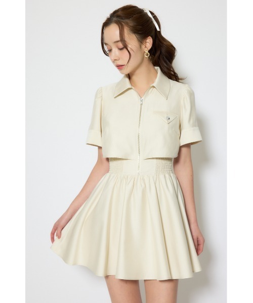 セール】バストディティールフレアミニワンピース 春服 夏服（シャツ