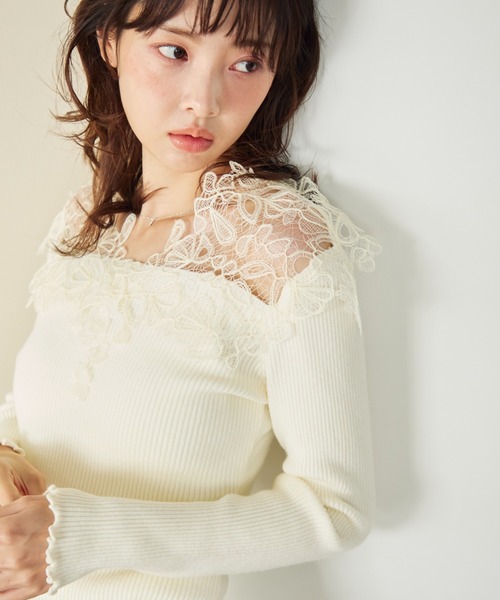 krahe（クレーエ）の「襟レーススプリングニットトップス（ニット/セーター・レディース・ブラック/ホワイト・FREE）」の16枚目の写真