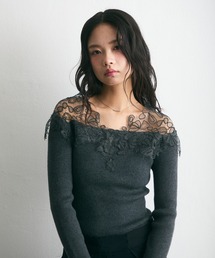 krahe（クレーエ）の「襟レーススプリングニットトップス（ニット/セーター）」