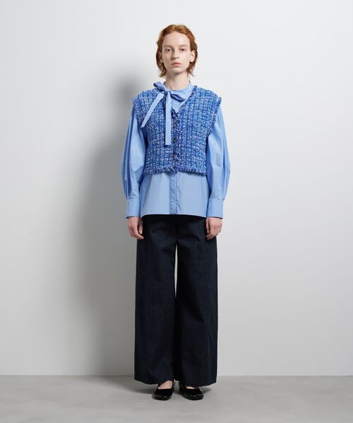 LANVIN en Bleu（ランバンオンブルー）の「ニットツイードベスト（ニット/セーター・レディース・ブラック/ブルー・38）」の3枚目の写真