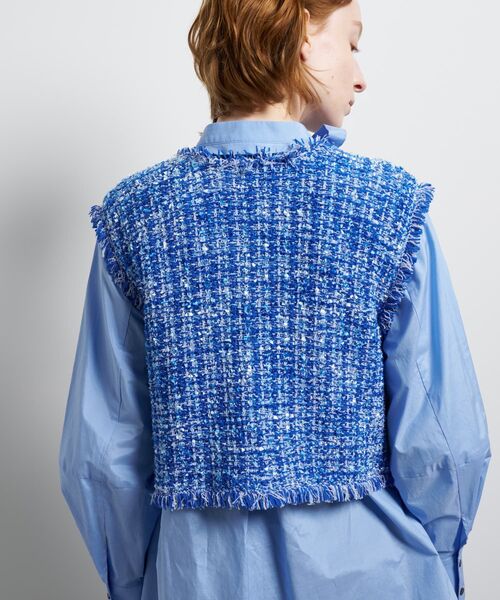 LANVIN en Bleu（ランバンオンブルー）の「ニットツイードベスト（ニット/セーター・レディース・ブラック/ブルー・38）」の7枚目の写真