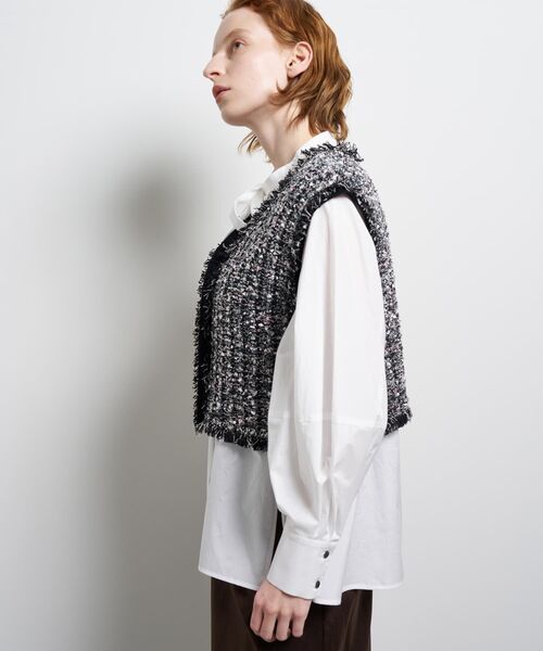 LANVIN en Bleu（ランバンオンブルー）の「ニットツイードベスト（ニット/セーター・レディース・ブラック/ブルー・38）」の14枚目の写真