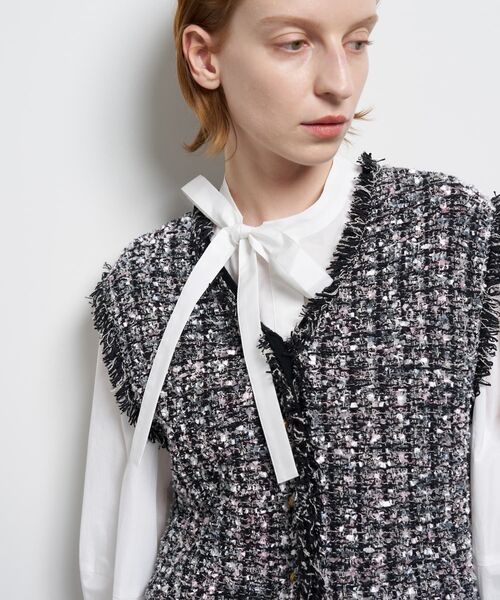 LANVIN en Bleu（ランバンオンブルー）の「ニットツイードベスト（ニット/セーター・レディース・ブラック/ブルー・38）」の16枚目の写真