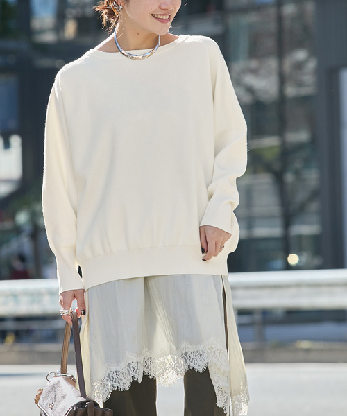 JOURNAL STANDARD（ジャーナルスタンダード）の「ウォッシャブルラグランプルオーバー（ニット/セーター・レディース・ブラック/チャコールグレー/ホワイト・FREE）」の2枚目の写真